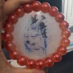 Red Wolf and black crow coaster tray